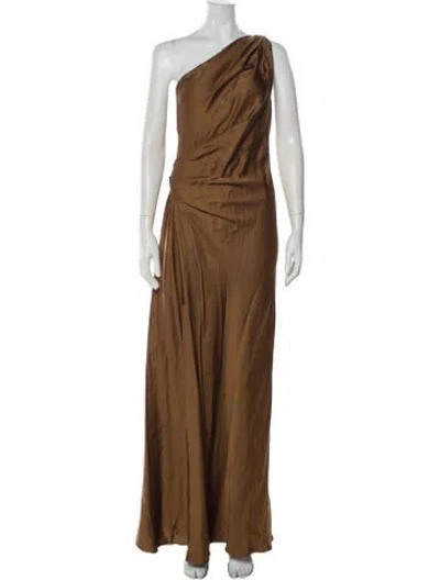 Pre-owned A.l.c One-shoulder Long Dress In Brown