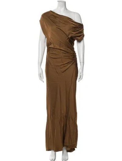 Pre-owned A.l.c One-shoulder Long Dress In Brown