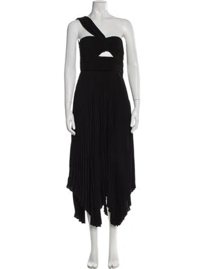 Pre-owned A.l.c One-shoulder Midi Length Dress In Black