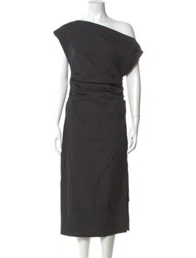 Pre-owned A.l.c One-shoulder Midi Length Dress In Gray
