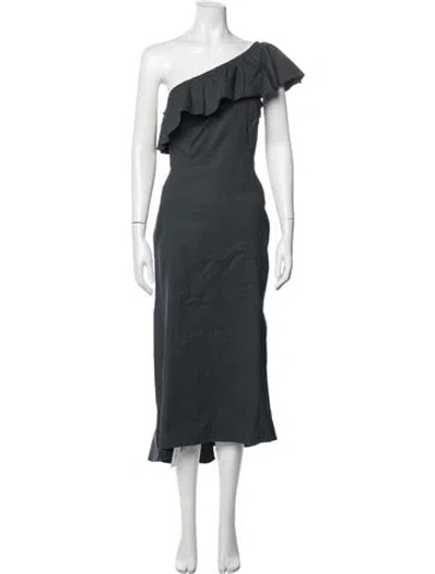 Pre-owned A.l.c One-shoulder Midi Length Dress In Gray