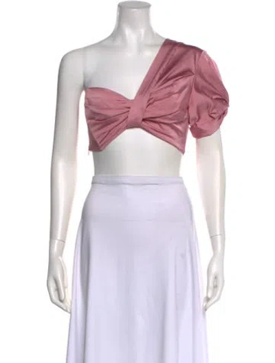 Pre-owned A.l.c One-shoulder Short Sleeve Crop Top In Pink