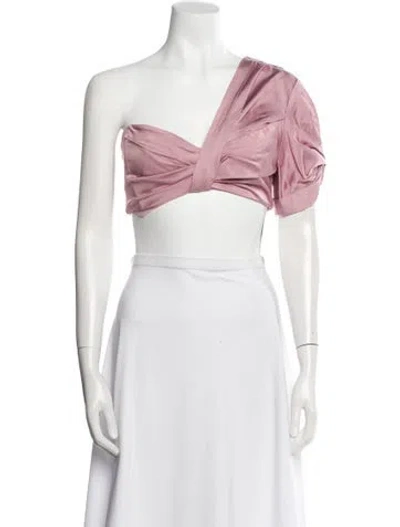 Pre-owned A.l.c One-shoulder Short Sleeve Crop Top In White