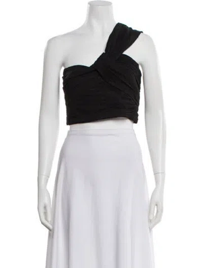 Pre-owned A.l.c One-shoulder Sleeveless Crop Top In Black