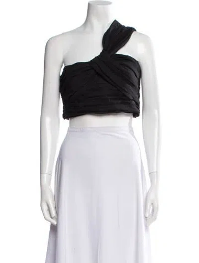 Pre-owned A.l.c One-shoulder Sleeveless Crop Top In Black