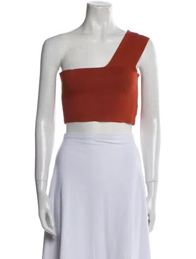 Pre-owned A.l.c One-shoulder Sleeveless Crop Top In Brown