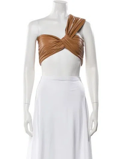 Pre-owned A.l.c One-shoulder Sleeveless Crop Top In Brown