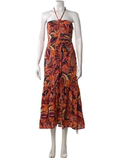 Pre-owned A.l.c Paisley Print Long Dress In Brown