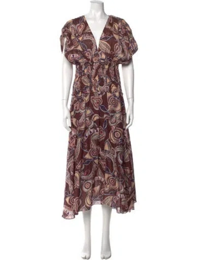 Pre-owned A.l.c Paisley Print Long Dress In Brown