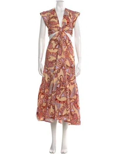Pre-owned A.l.c Paisley Print Long Dress In Neutral