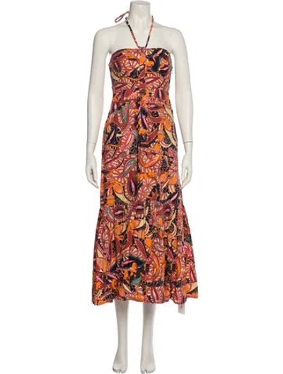 Pre-owned A.l.c Paisley Print Long Dress In Orange