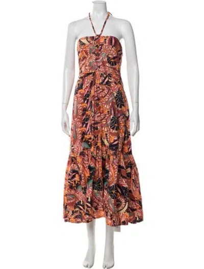 Pre-owned A.l.c Paisley Print Long Dress In Orange