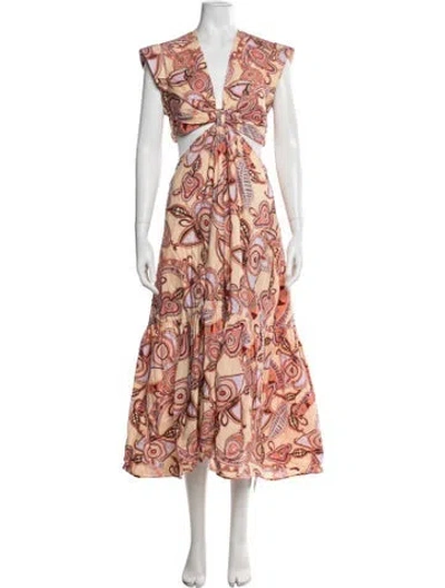 Pre-owned A.l.c Paisley Print Long Dress In Orange