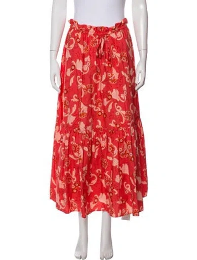 Pre-owned A.l.c Paisley Print Long Skirt In Red