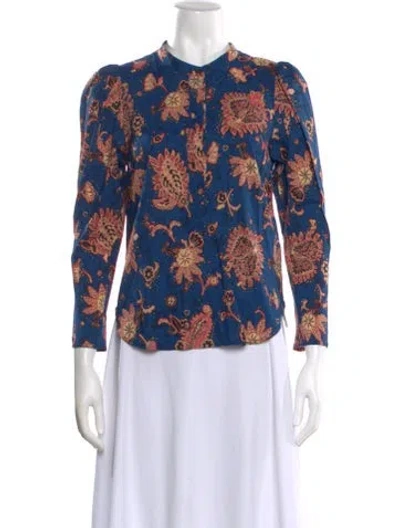 Pre-owned A.l.c Paisley Print Long Sleeve Blouse W/ Tags In Blue