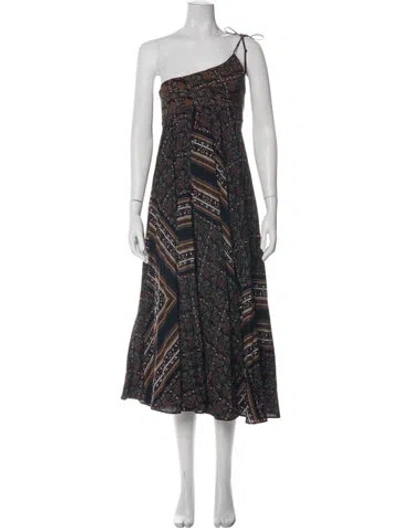 Pre-owned A.l.c Paisley Print Midi Length Dress In Black