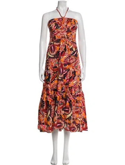 Pre-owned A.l.c Paisley Print Midi Length Dress In Brown