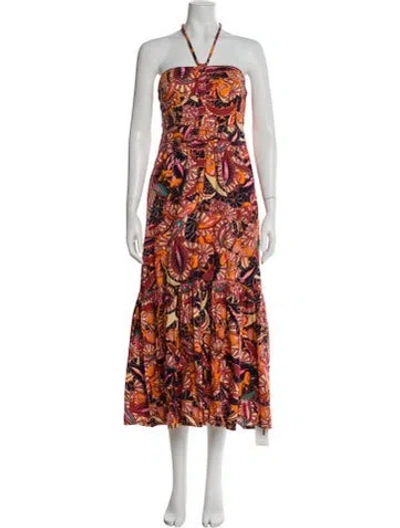 Pre-owned A.l.c Paisley Print Midi Length Dress In Brown