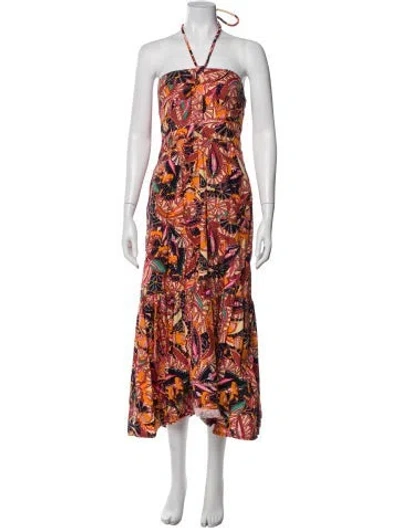 Pre-owned A.l.c Paisley Print Midi Length Dress In Brown