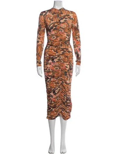 Pre-owned A.l.c Paisley Print Midi Length Dress In Brown