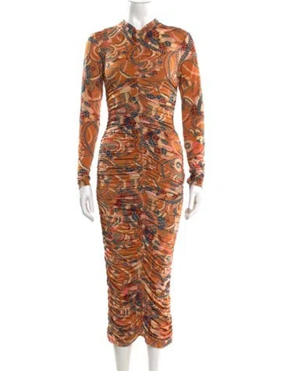 Pre-owned A.l.c Paisley Print Midi Length Dress In Neutral