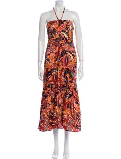 Pre-owned A.l.c Paisley Print Midi Length Dress In Orange