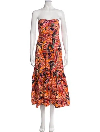 Pre-owned A.l.c Paisley Print Midi Length Dress In Orange
