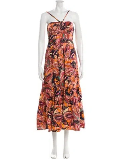 Pre-owned A.l.c Paisley Print Midi Length Dress In Orange