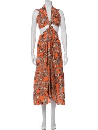 Pre-owned A.l.c Paisley Print Midi Length Dress In Orange