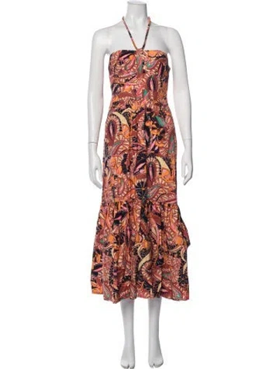 Pre-owned A.l.c Paisley Print Midi Length Dress In Orange