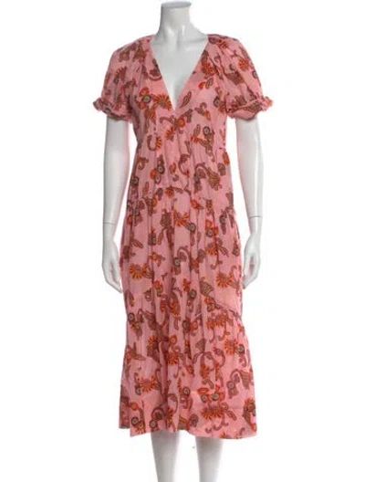 Pre-owned A.l.c Paisley Print Midi Length Dress In Pink