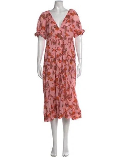 Pre-owned A.l.c Paisley Print Midi Length Dress In Pink