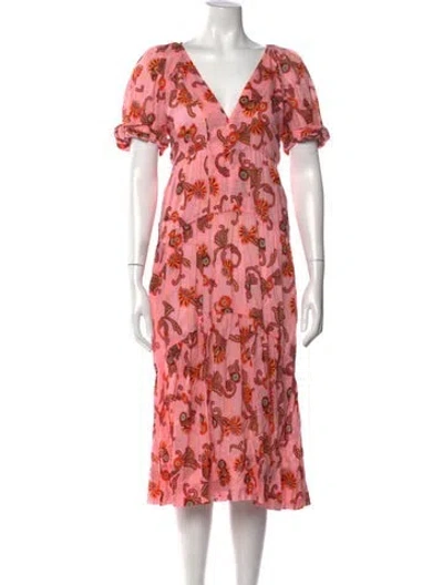 Pre-owned A.l.c Paisley Print Midi Length Dress In Pink