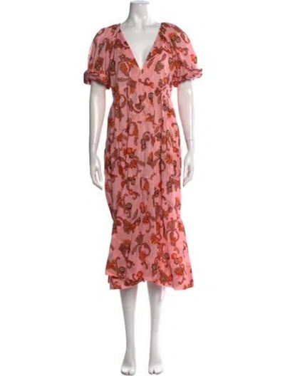 Pre-owned A.l.c Paisley Print Midi Length Dress In Pink