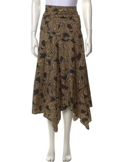 Pre-owned A.l.c Paisley Print Midi Length Skirt In Black