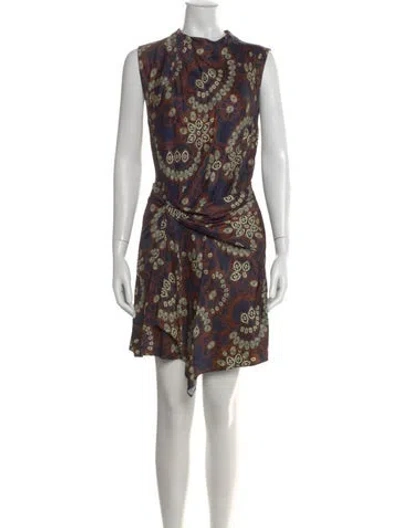 Pre-owned A.l.c Paisley Print Mini Dress In Blue