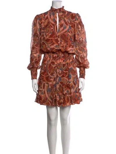 Pre-owned A.l.c Paisley Print Mini Dress In Orange