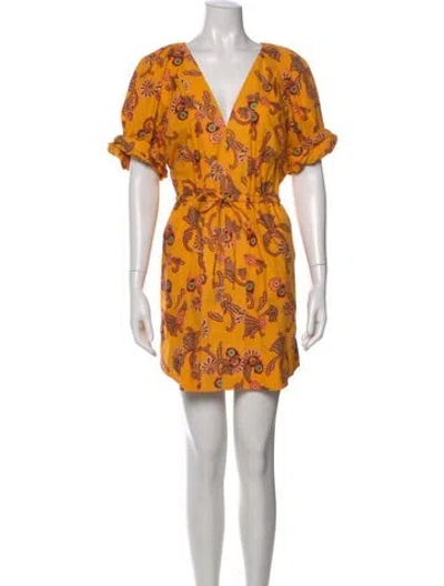 Pre-owned A.l.c Paisley Print Mini Dress In Yellow