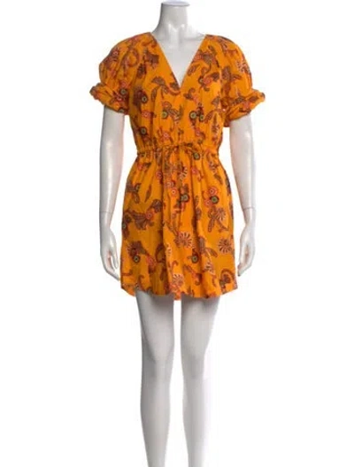 Pre-owned A.l.c Paisley Print Mini Dress In Yellow