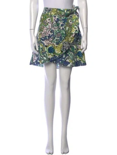 Pre-owned A.l.c Paisley Print Mini Skirt In Blue/green/white