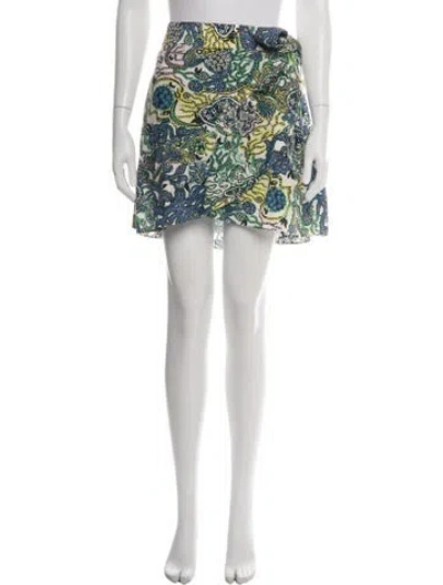 Pre-owned A.l.c Paisley Print Mini Skirt In White