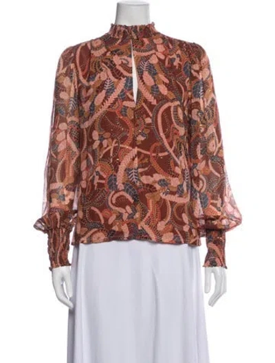 Pre-owned A.l.c Paisley Print Tie Neck Blouse In Red