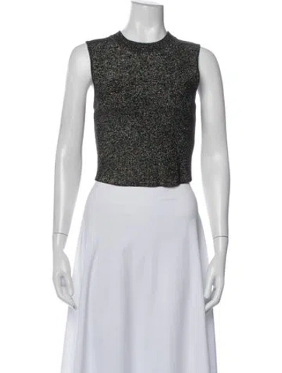 Pre-owned A.l.c Patterned Crew Neck Crop Top In Green