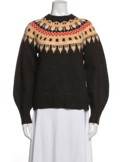 Pre-owned A.l.c Patterned Crew Neck Sweater In Black