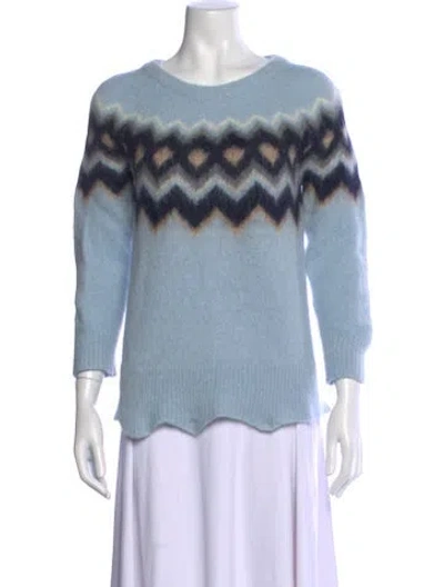 Pre-owned A.l.c Patterned Crew Neck Sweater In Blue