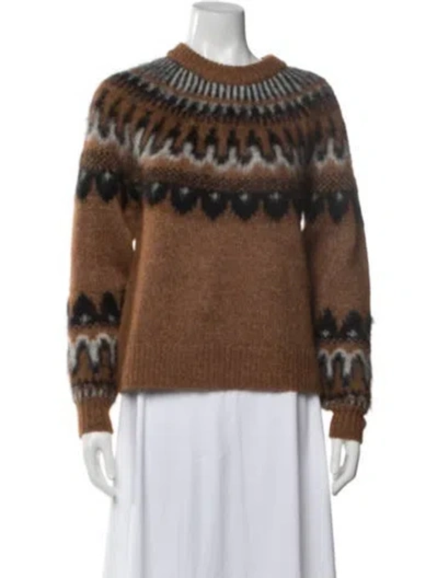 Pre-owned A.l.c Patterned Crew Neck Sweater In Brown