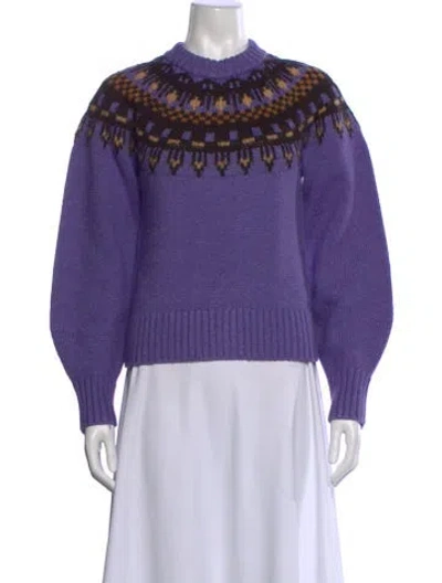 Pre-owned A.l.c Patterned Crew Neck Sweater In Purple