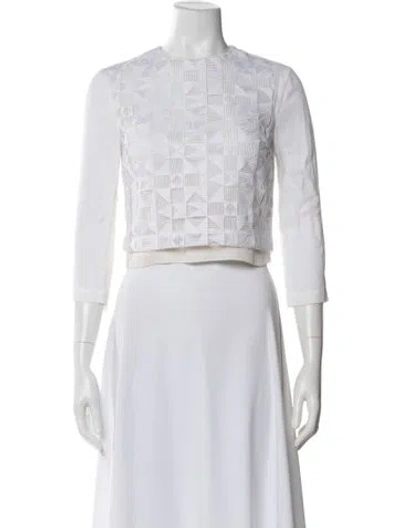 Pre-owned A.l.c Patterned Crew Neck Top In White