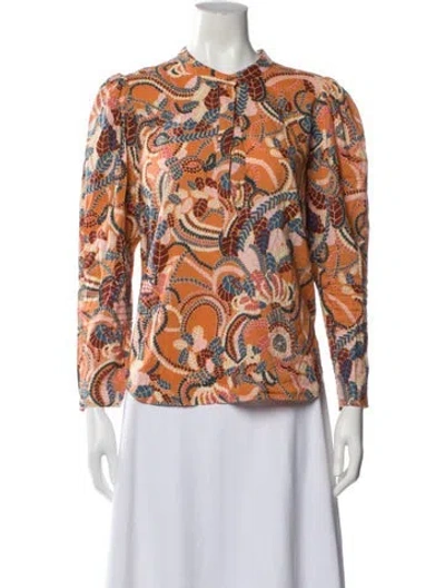 Pre-owned A.l.c Patterned Long Sleeve Blouse In Multi