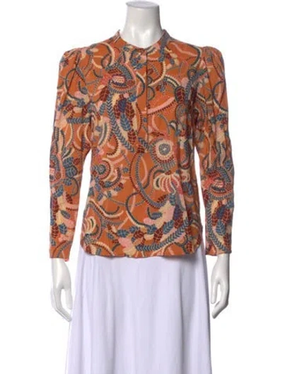 Pre-owned A.l.c Patterned Long Sleeve Blouse In Orange